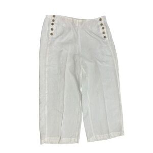 J. Jill Love Linen Cropped Pull On Pants‎ with Button Detail Nautical Sailor MP